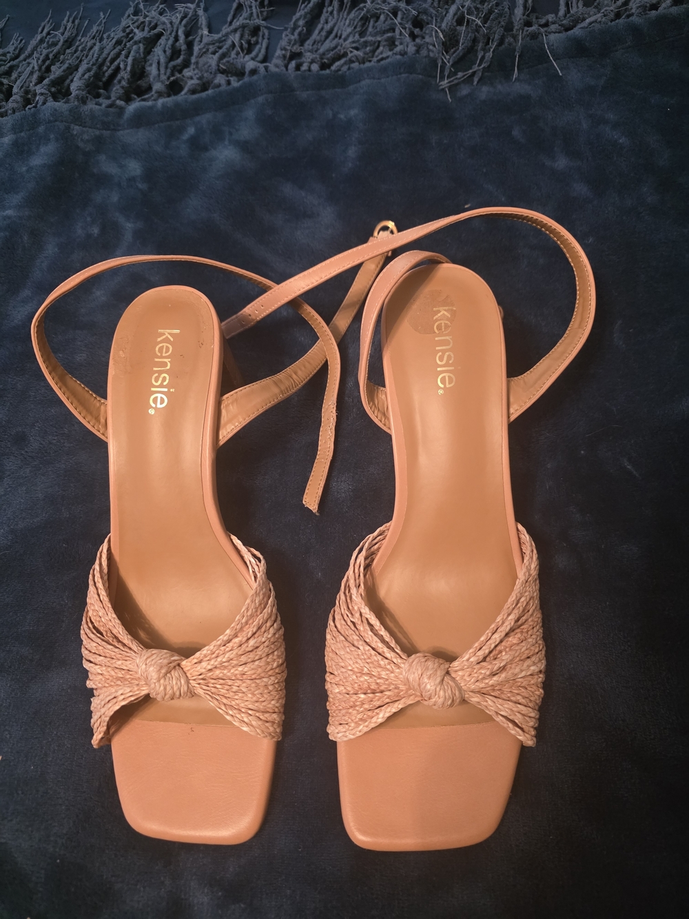 kensie Tan Braided Knot Ankle-Strap Sandals